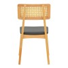 Chair Renna pakoworld natural color beech wood and black pu cushion 48x52x79cm