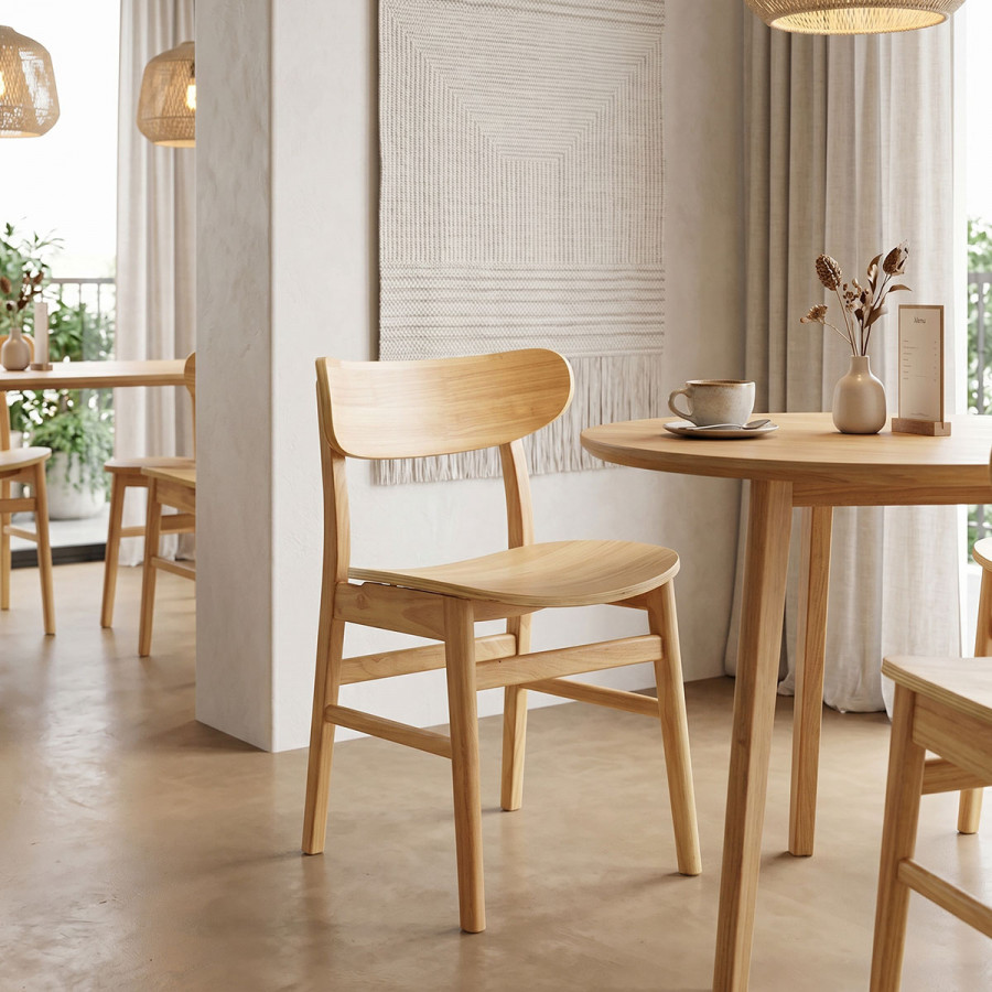 Lumnia chair pakoworld rubberwood in natural shade 46x50x76cm