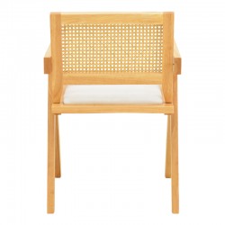 Winslow armchair pakoworld rubberwood in natural shade-whtie fabric 51x54x80cm