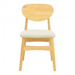 Καρέκλα Cardith pakoworld rubberwood-plywood σε φυσική απόχρωση-ύφασμα γκρι-μπεζ 48x51x78εκ