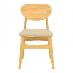 Καρέκλα Cardith pakoworld rubberwood-plywood σε φυσική απόχρωση-pu μπεζ 48x51x78εκ