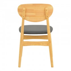 Καρέκλα Cardith pakoworld rubberwood-plywood σε φυσική απόχρωση-pu μαύρο 48x51x78εκ