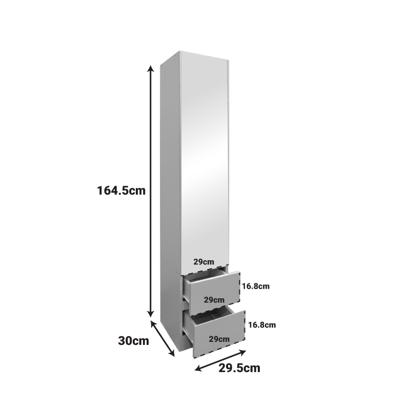 Lostro pakoworld column cabinet with mirror in white 29.5x30x164.5cm