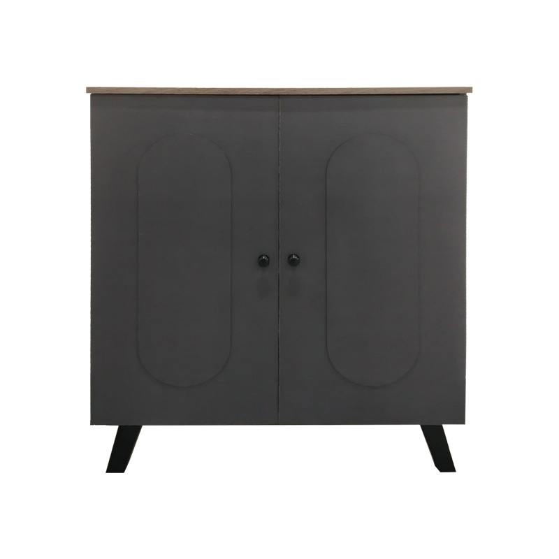 Shoe rack-cabinet Cathi pakoworld in oak-anthracite shade 80x34x95cm Shoe rack-cabinet Cathi pakoworld in oak-anthracite shade 80x34x95cm