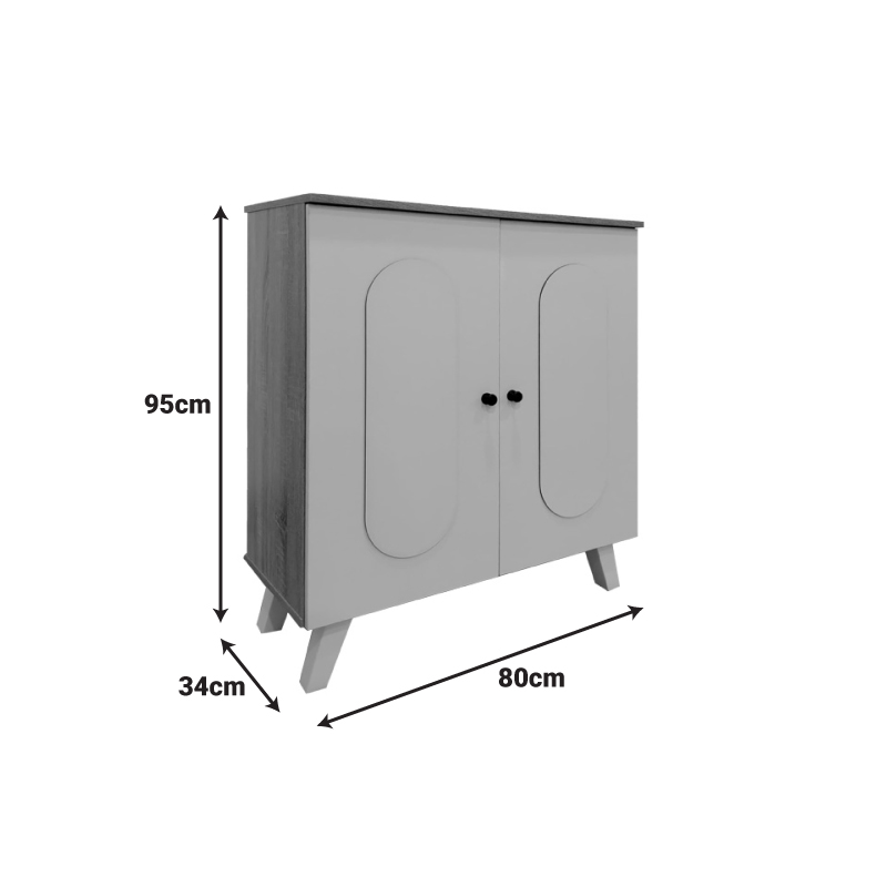 Shoe rack-cabinet Cathi pakoworld in oak-anthracite shade 80x34x95cm Shoe rack-cabinet Cathi pakoworld in oak-anthracite shade 80x34x95cm