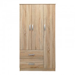 Ντουλάπα τρίφυλλη με 2 συρτάρια Lego pakoworld σε sonoma απόχρωση 90x42x180εκ