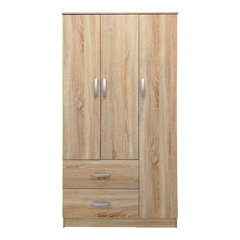 Ντουλάπα τρίφυλλη με 2 συρτάρια Lego pakoworld σε sonoma απόχρωση 90x42x180εκ