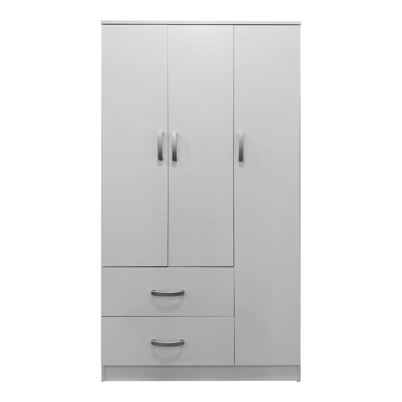 Ντουλάπα τρίφυλλη με 2 συρτάρια Lego pakoworld σε λευκή απόχρωση 90x42x180εκ