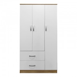 Ντουλάπα τρίφυλλη με 2 συρτάρια Lego pakoworld σε sonoma-λευκή απόχρωση 90x42x180εκ