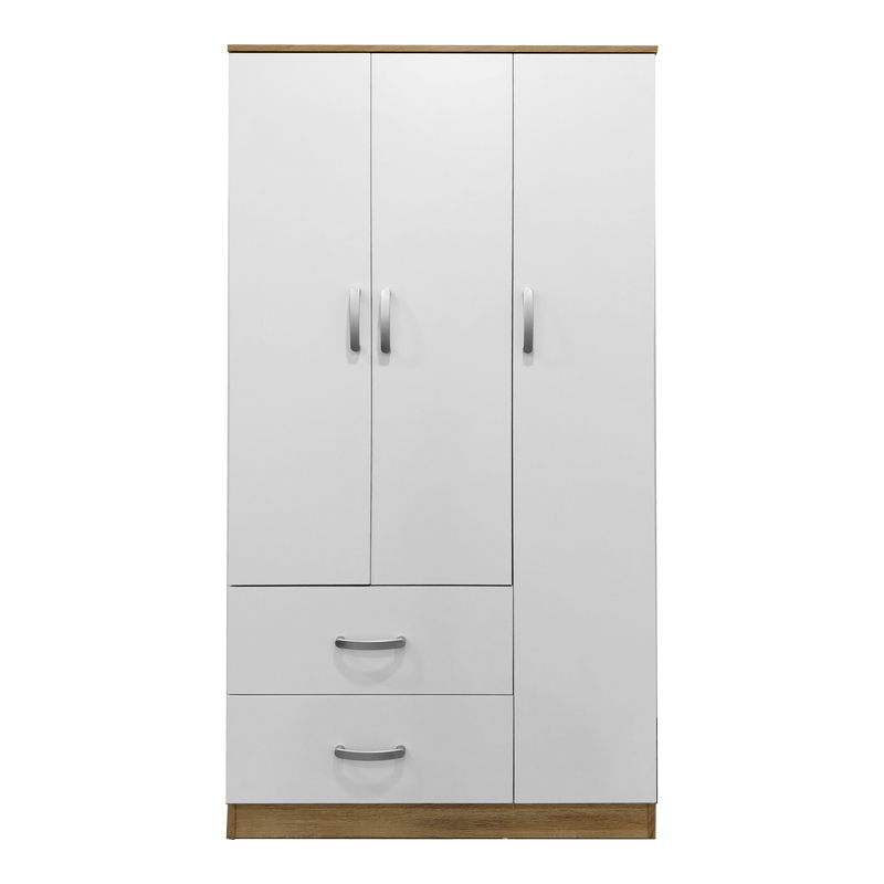 Ντουλάπα τρίφυλλη με 2 συρτάρια Lego pakoworld σε sonoma-λευκή απόχρωση 90x42x180εκ