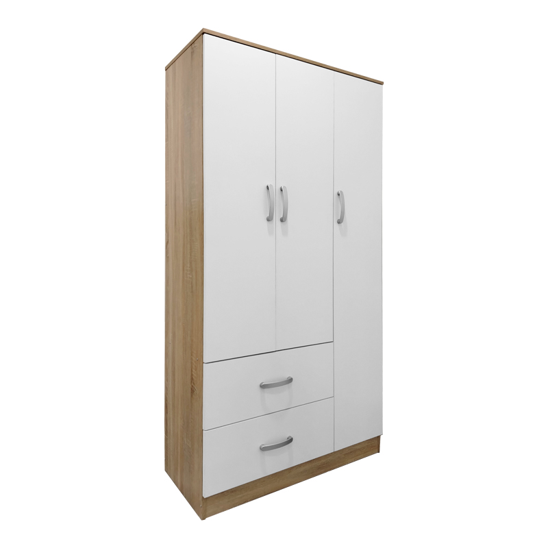 Ντουλάπα τρίφυλλη με 2 συρτάρια Lego pakoworld σε sonoma-λευκή απόχρωση 90x42x180εκ