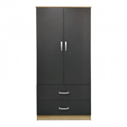 Ντουλάπα δίφυλλη με 2 συρτάρια Lego pakoworld σε sonoma-ανθρακί απόχρωση 80x42x180εκ