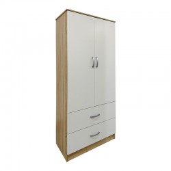 Ντουλάπα δίφυλλη με 2 συρτάρια Lego pakoworld σε sonoma-λευκή απόχρωση 80x42x180εκ