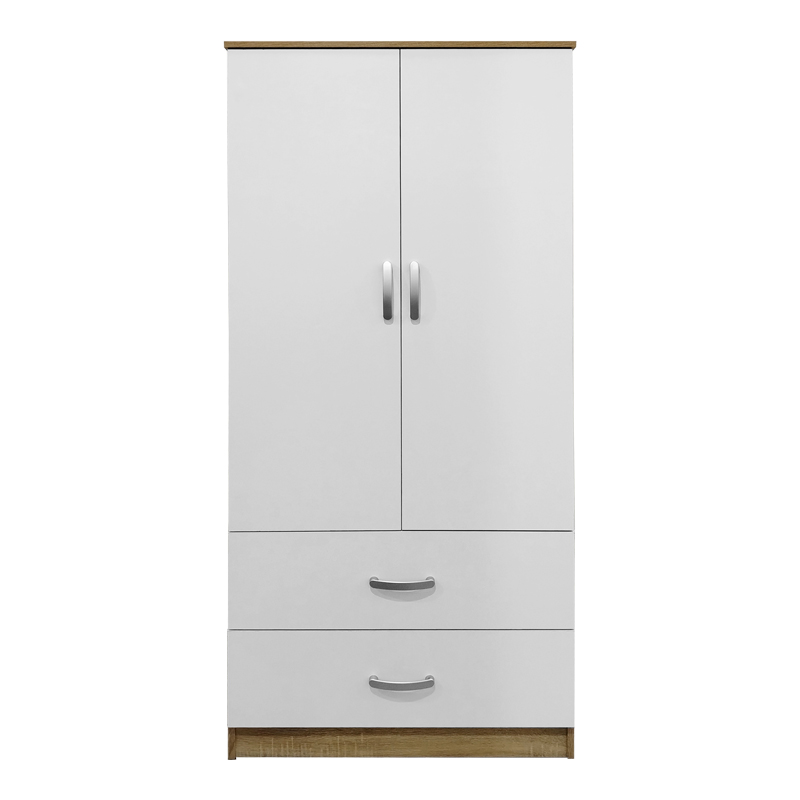 Ντουλάπα δίφυλλη με 2 συρτάρια Lego pakoworld σε sonoma-λευκή απόχρωση 80x42x180εκ