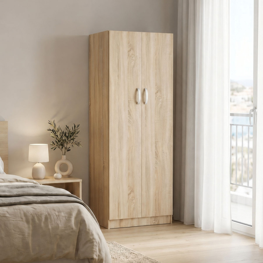 Two-door wardrobe Athos pakoworld in sonoma color 60x42x180cm