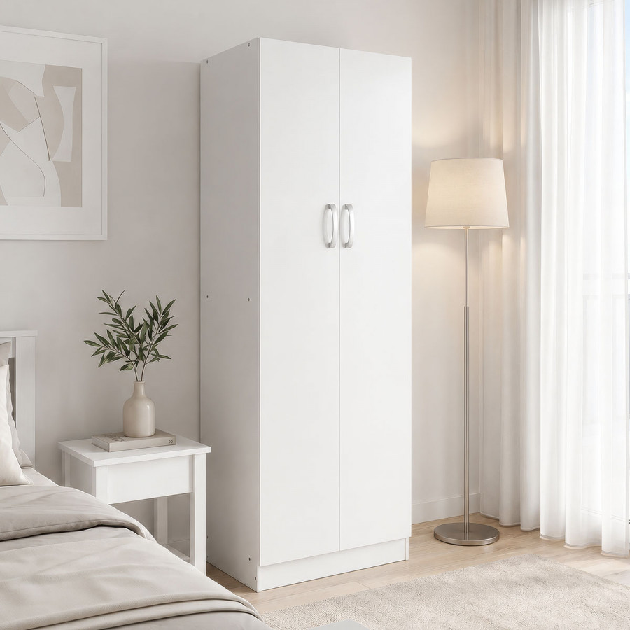 Two-door wardrobe Athos pakoworld in white color 60x42x180cm