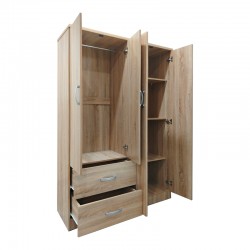 Four-door wardrobe with 2 drawers Lego pakoworld in sonoma color 120.5x42x181cm