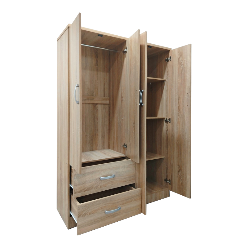 Four-door wardrobe with 2 drawers Lego pakoworld in sonoma color 120.5x42x181cm