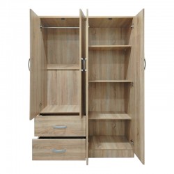 Four-door wardrobe with 2 drawers Lego pakoworld in sonoma color 120.5x42x181cm