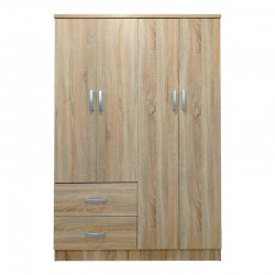 Four-door wardrobe with 2 drawers Lego pakoworld in sonoma color 120.5x42x181cm