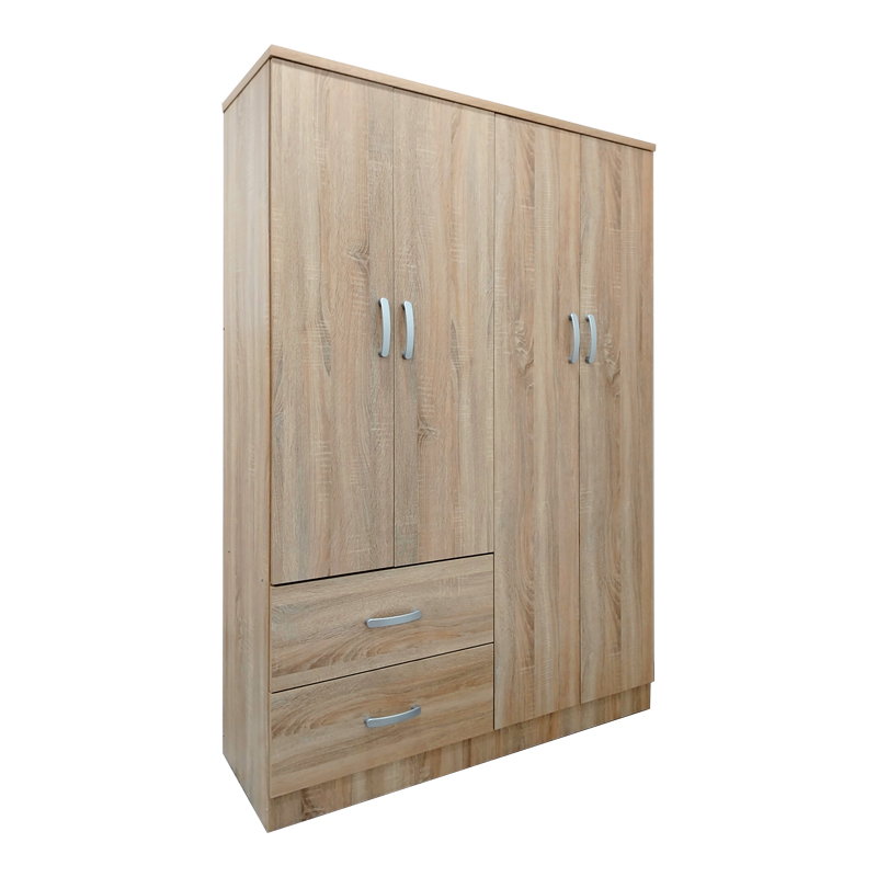 Four-door wardrobe with 2 drawers Lego pakoworld in sonoma color 120.5x42x181cm