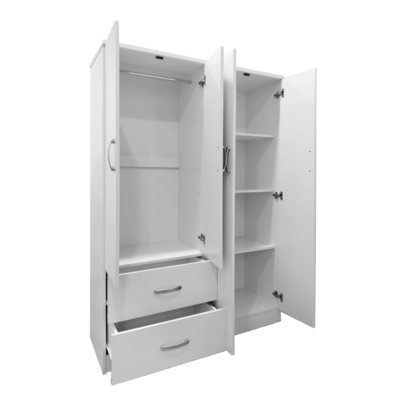 Four-door wardrobe with 2 drawers Lego pakoworld in white color 120.5x42x181cm