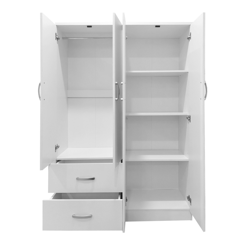 Four-door wardrobe with 2 drawers Lego pakoworld in white color 120.5x42x181cm