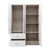 Four-door wardrobe with 2 drawers Lego pakoworld in sonoma-white color 120.5x42x181cm