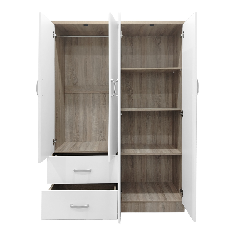 Four-door wardrobe with 2 drawers Lego pakoworld in sonoma-white color 120.5x42x181cm