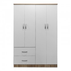 Four-door wardrobe with 2 drawers Lego pakoworld in sonoma-white color 120.5x42x181cm