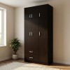 Three-door wardrobe with 2 drawers and loft Lego pakoworld in wenge color 90x42x240cm