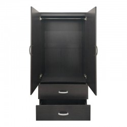 Ντουλάπα δίφυλλη με 2 συρτάρια και πατάρι Lego pakoworld σε wenge απόχρωση 80x42x240εκ