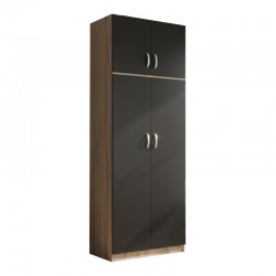 Ντουλάπα δίφυλλη και πατάρι Lego pakoworld σε sonoma-ανθρακί απόχρωση 80x42x240εκ