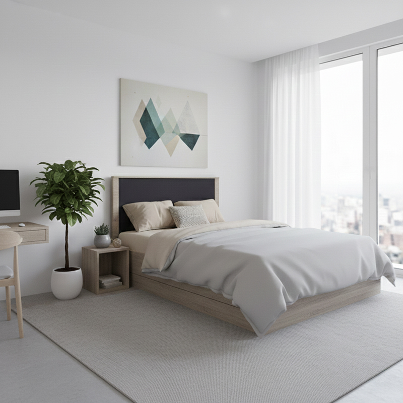 Athos pakoworld bed in sonoma-anthracite shade 140x200 cm