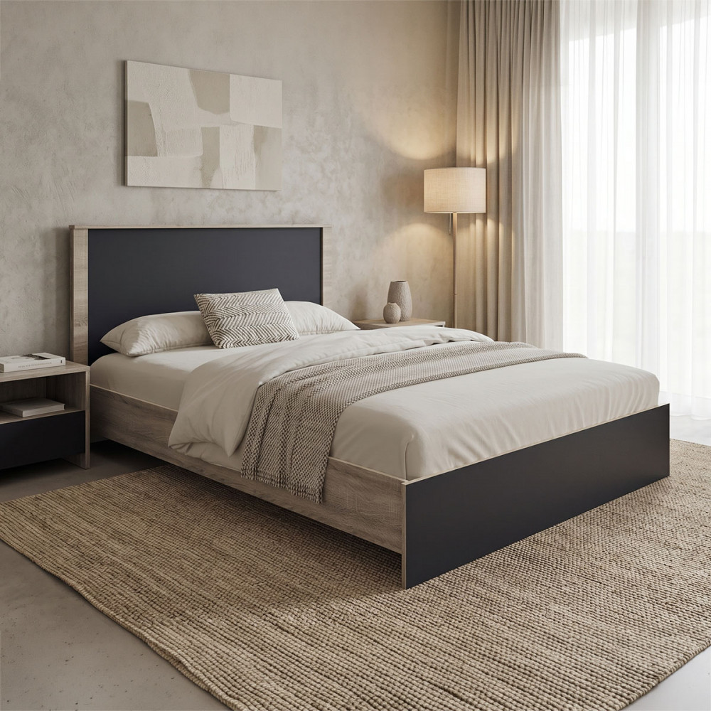 Athos pakoworld bed in sonoma-anthracite shade 140x200 cm