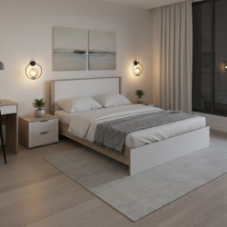 Athos pakoworld bed in sonoma -white shade 160x200 cm
