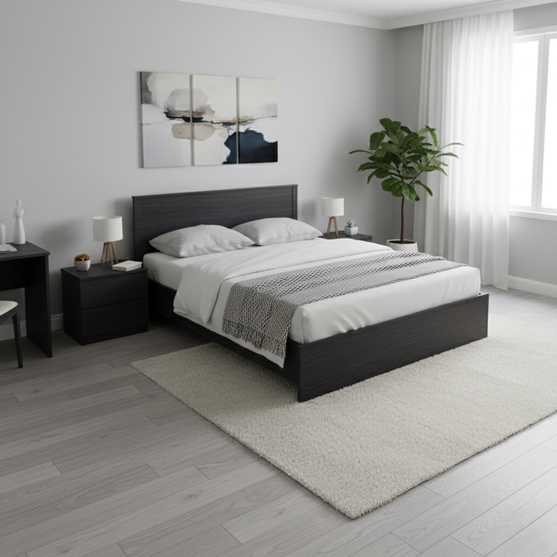 Athos pakoworld bed in wenge shade 160x200 cm