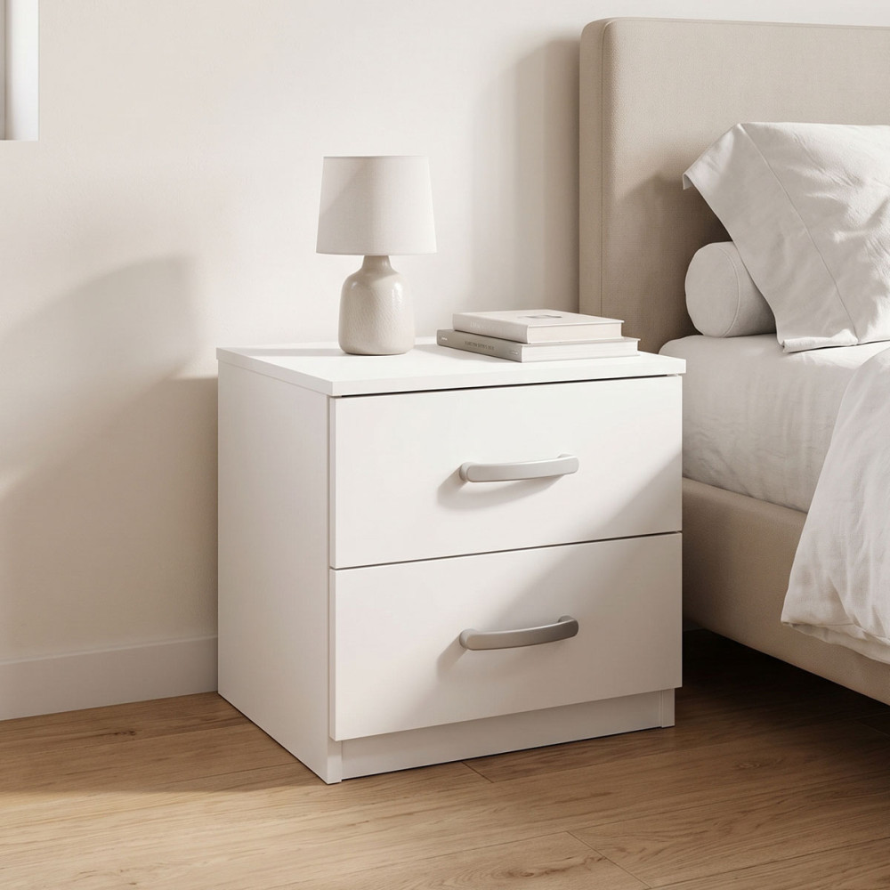 Athos pakoworld bedside tables in white shade 48x40x41.5cm