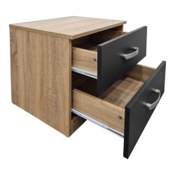 Athos pakoworld bedside tables in sonoma-anthracite shade 48x40x41.5cm