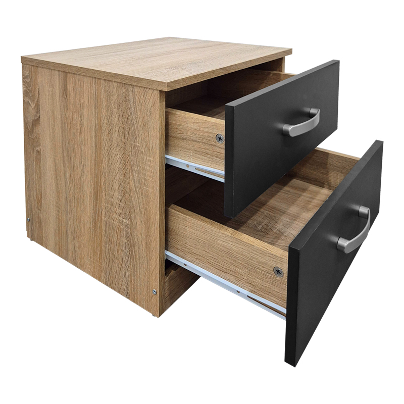 Athos pakoworld bedside tables in sonoma-anthracite shade 48x40x41.5cm