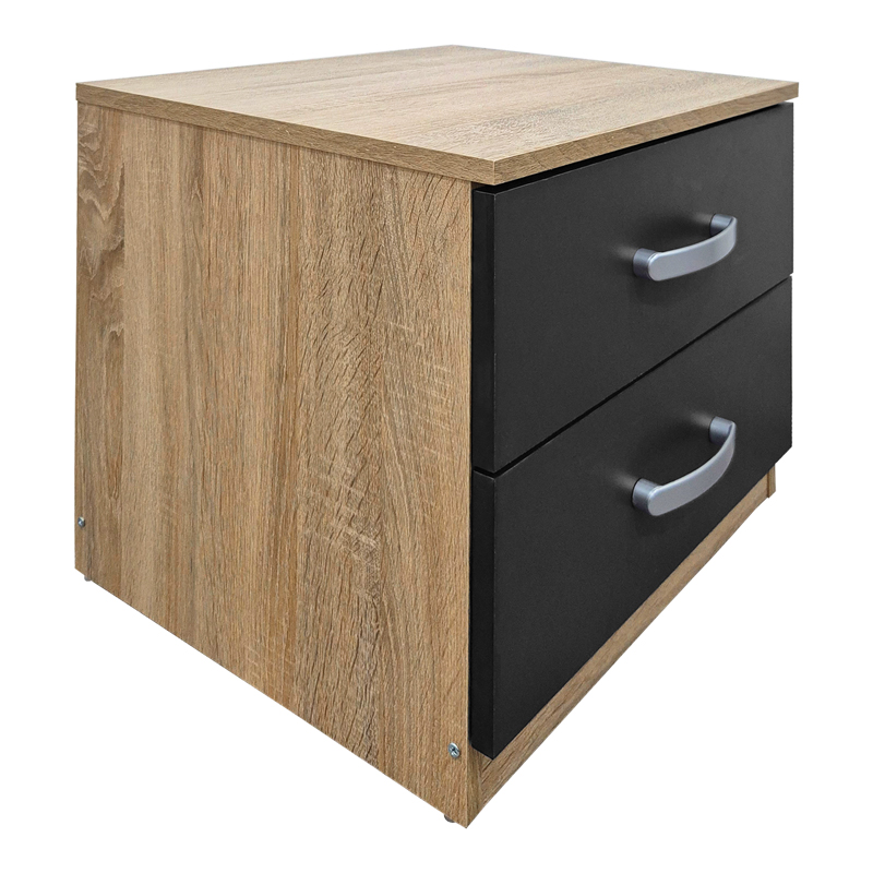 Athos pakoworld bedside tables in sonoma-anthracite shade 48x40x41.5cm