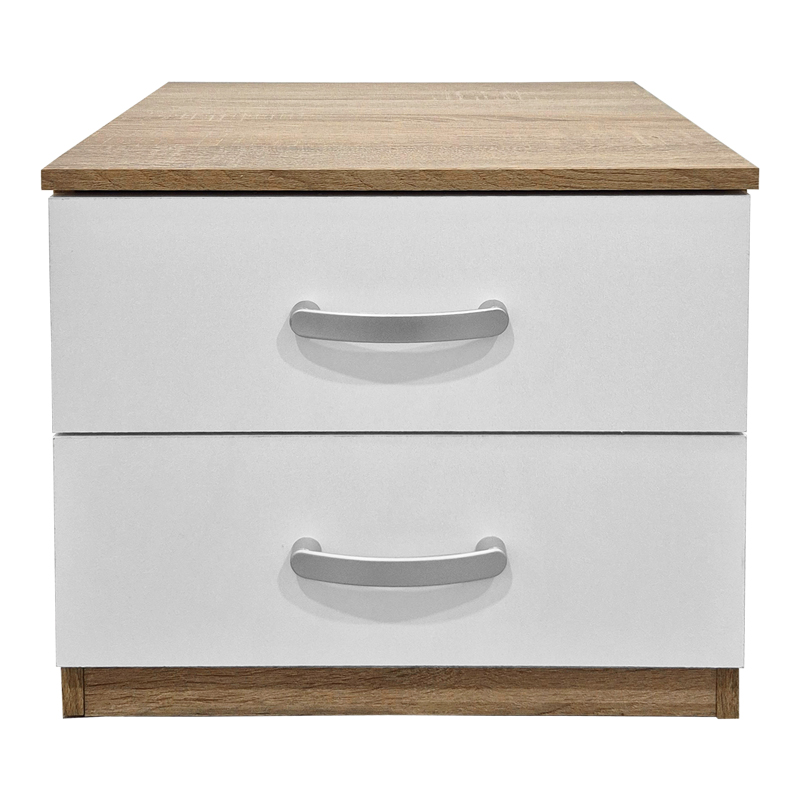 Athos pakoworld bedside tables in sonoma-white shade 48x40x41.5cm
