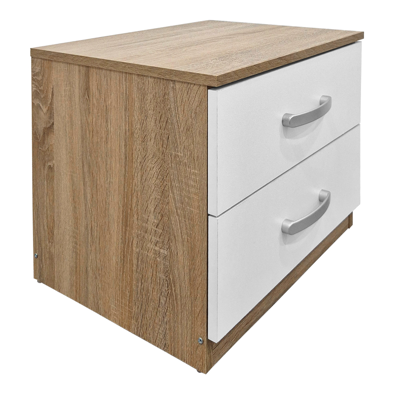 Athos pakoworld bedside tables in sonoma-white shade 48x40x41.5cm