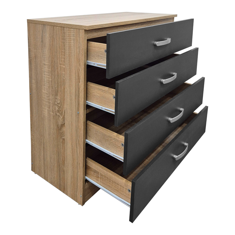Athos chest of drawers pakoworld in sonoma-anthracite shade 80x40x79cm