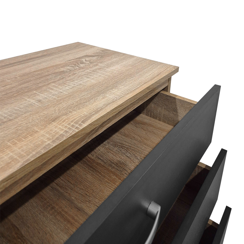 Athos chest of drawers pakoworld in sonoma-anthracite shade 80x40x79cm