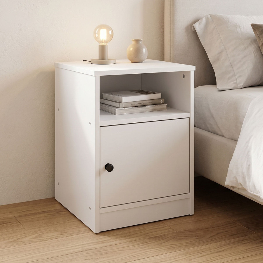 Κομοδίνο Lenea pakoworld λευκό 40x40x50εκ