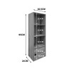 Lenobia pakoworld column bookcase with cabinet light grey 30.5x24x95cm