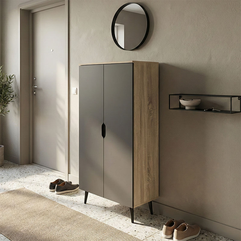 Oufelia pakoworld shoe cabinet sonoma-anthracite 60x32.5x134.5cm