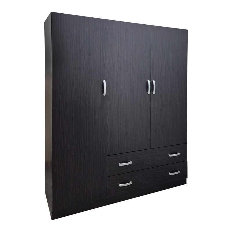 Ντουλάπα τρίφυλλη με 2 συρτάρια Alvia pakoworld wenge150x51x180εκ