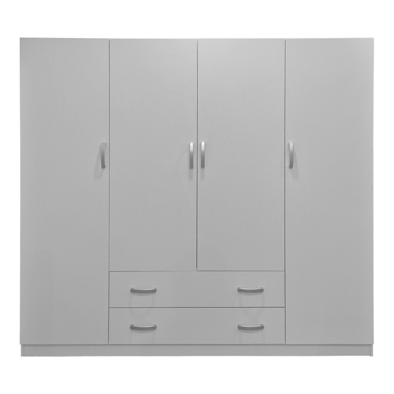 Four-leaf wardrobe with 2 drawers Alvia pakoworld white 200x51x180cm
